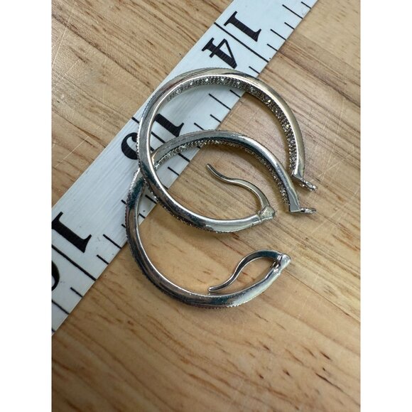 Charter Club Silver-Tone Crystal Hoop Earrings 1.6", Glam, Classic, Neutral, - Picture 8 of 9